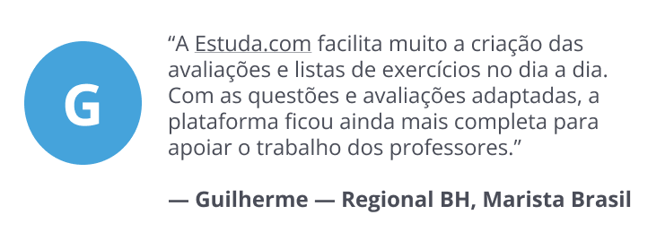Depoimento de Guilherme, Regional BH da Marista Brasil, sobre a criação de avaliações e listas de exercícios