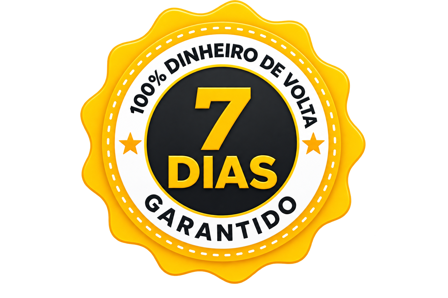 Selo de garantia de 7 dias: 100% dinheiro de volta